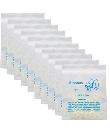 Dental Orthodontic Elastics Rubber Latex Bands Ties Braces 5.0oz Zoo Pack 10Packs 1000Pcs (Fox 1/4" 5.0oz)