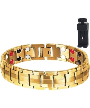 2024 Far-Infrared Ion Titanium Bracelet for Men - Double-Row Magnetic Health Energy Bracelet with Limited Edition Gold Clock - Buy Online on GoSupps.com