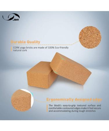 JBM Yoga Blocks 2 Pack - Cork & EVA Foam Set with Strap | Yoga Bricks for Stretching - Buy Online on GoSupps.com