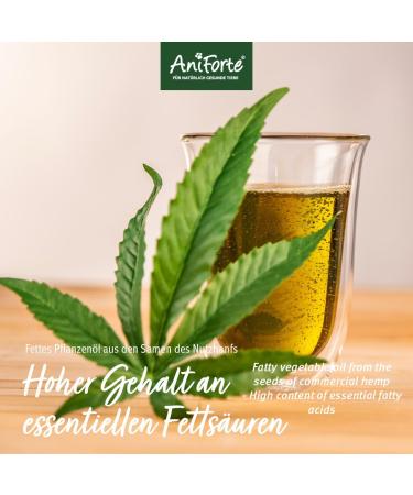AniForte Cold-Pressed Organic Hemp Oil for Dogs & Horses - 1L 100% Pure BARF Oil | Premium Natural Product Without Additives - Buy Online on GoSupps.com