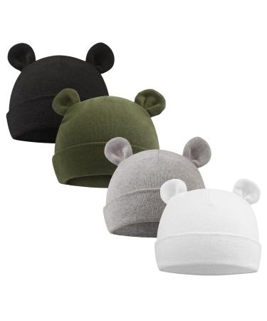 XIAOHAWANG Newborn Hospital Hat Preemie Boys Girls Beanie Cotton Bear Ears Infant Baby Hats 0-6 Months 6-12 Months Color-D