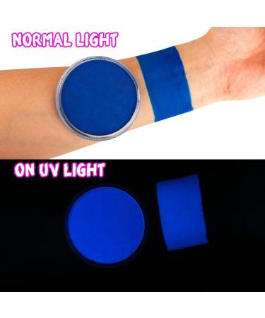 Bowitzki 30g Professional Face Paint Body Paint Water Based Face painting Makeup Safe for Kids and Adults Split Cake Single Color Halloween Christmas (Neon Blue) - Buy Online on GoSupps.com