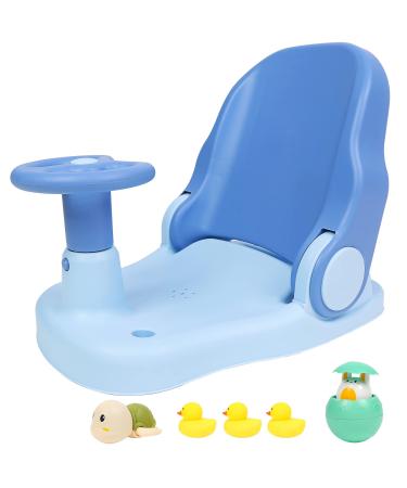 Morefeel Baby Bath Seat,Baby Bathtub Seat for Sit-up,Baby Shower Chair Infant Bath Seat for Baby 6-36 Months with 4 Secure Suction Cups,Adjustable Backrest Support (Blue)