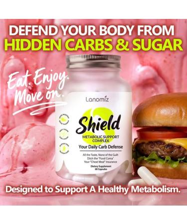 Shield Metabolic Support Complex Chromium Supplement Carb Defense Matrix - Dairy-Free & Gluten-Free - 60 Vegan Capsules(30 Servings) 1 Count (Pack of 60) - Buy Online on GoSupps.com