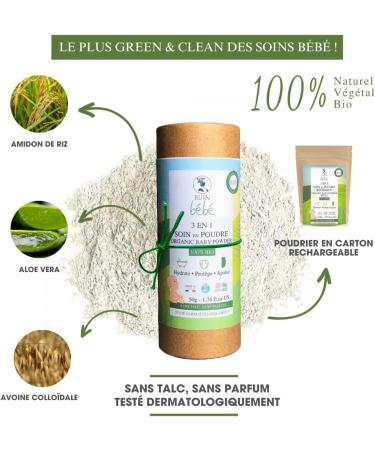 3-in-1 Organic Baby Child Talc-Free Care Powder - Soothing Comfort Redness Rubbing Moisture - Rice Oats Aloe Vera - Natu - Buy Online on GoSupps.com
