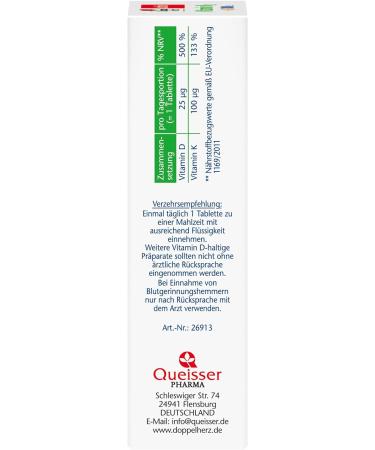 Doppelherz Vitamin K2 + D3 1000 IU - Supports Healthy Bones - 120 Mini Tablets | Buy Internationally - Buy Online on GoSupps.com