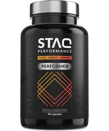 STAQ Performer Premium Brain Supplement for Focus Energy Memory 90 Veg. Capsules - No Fillers & Harmful Ingredients Peak Performance - Recommended by Professionals Students Doctors & Active 60+
