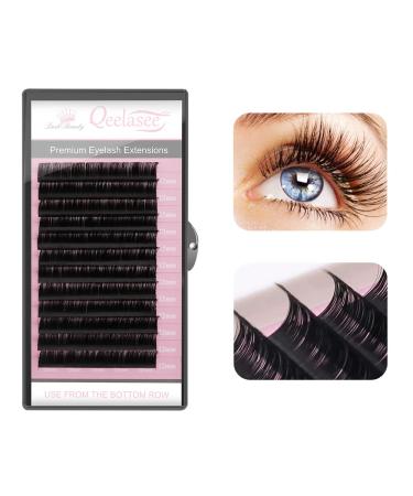 Qeelasee Faux Mink Silk Eyelash Extensions 0.03mm D Curl 13mm Semi-Permanent Individual Lashes Extension Professional Salon Use D 13mm