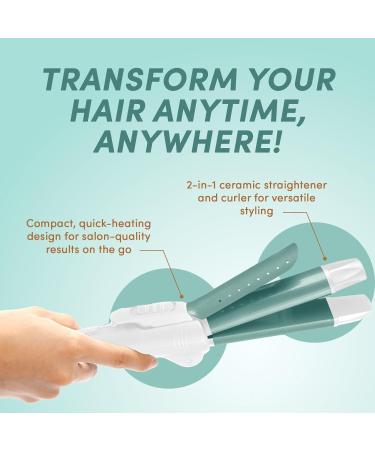 PURSONIC Ceramic Hair Straightener and Curler - 2-in-1 Travel Styling Tool with Quick Heating for Perfect Hair Transformation - Buy Online on GoSupps.com