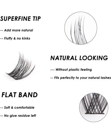 Lanciley 60pcs Individual Cluster Lashes with Glue Super Thin Band C/CC/D Curl 10-16mm - Reusable DIY Eyelash Extensions - Smile Style Black - Buy Online on GoSupps.com