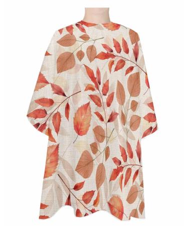 Red Orange Brown Leaves Barber Cape - Salon Hair Cutting Cape for Women Men Kids Adults Farmhouse Beige Maple Leaf Haircut Cape with Adjustable Elastic Neckline Hairdressing Stylist Cape Accessories 1 piece 55x63 Inch Orange Beige
