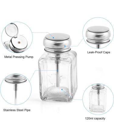 4 Oz Square Clear Glass Nail Polish Remover Bottle with Pump Dispenser - Buy Online on GoSupps.com