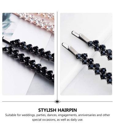 FRCOLOR 2 Pairs Crystal Rhinestone Hair Pins - Stylish Decorative Hair Clips for Women in Black - Buy Online on GoSupps.com