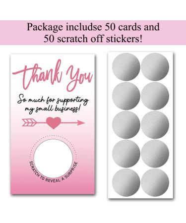 50 Pack Pink Thank You Blank Gift Certificate Scratch Off Cards for Small Business - Perfect for Spa, Beauty, Hair Salon, Bridal Shower, Baby Shower, Country Wedding - Silver - Buy Online on GoSupps.com