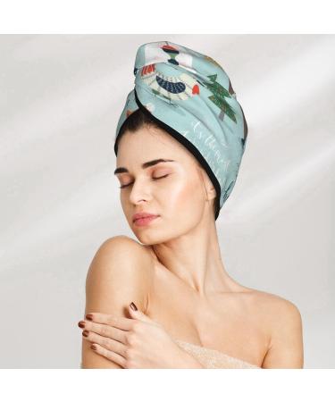 Christmas Winter Animals Microfiber Hair Towel Wrap | Soft Super Absorbent Coral Velvet for Long Curly & Thick Hair - Buy Online on GoSupps.com