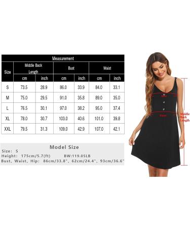 Shop Aseniza Still Nachthirt Women s Cotton Nightgown - V-neck Button Bag Large Sizes Black - Perfect for Summer and Breastfeeding - Buy Online on GoSupps.com