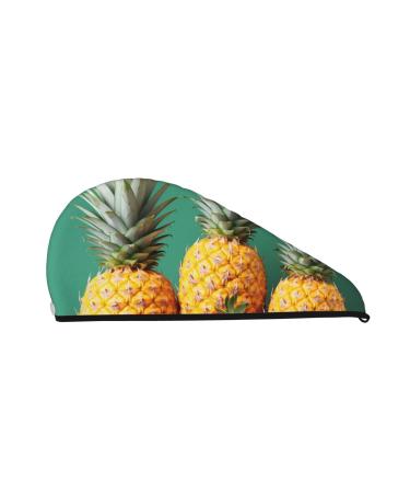 Banana Strawberry Pineapple Print Dry Hair Cap for Women Coral Velvet Hair Towel Wrap Absorbent Hair Drying Towel with Button Quick Dry Hair Turban for Travel Shower Gym Salons
