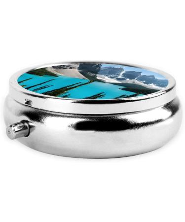 Rocky Mountains Round Pill Box - 3 Compartment Mini Decorative Travel Organizer for Vitamins & Medicine - Portable Purse Pill Case - Buy Online on GoSupps.com