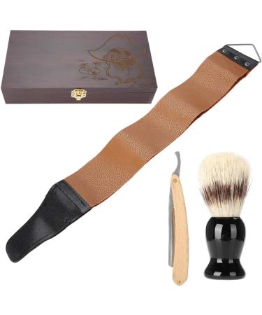Razor Set for Men - 3-Part Hand Razing Brush Wood & Stainless Steel Beard Knife with Extra Sharp Blades | Perfect Shaving for All Ages - Buy Online on GoSupps.com