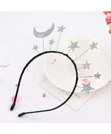 Wanmei Princess Girl Halloween Party Crown Headband - Glitter Powder Moon Star Charms Metal Alloy Birthday Tiara Headdress Gift - Buy Online on GoSupps.com