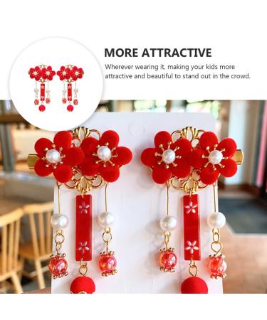 KALLORY Baby Hair Accessories: Tassel & Kimono Flower Hair Clip Set - Girl Hair Clips in Chinese Ancient Style (1 Pair) - Buy Online on GoSupps.com