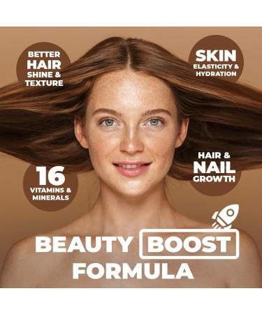 Biotin Hair Skin & Nails Vitamin Supplement for Women & Men - 16 Vitamins Formula with Vitamin C for Collagen Support - Boost Hair Growth, Radiant Skin & Strong Nails - 60 Capsules, Made in USA - Buy Online on GoSupps.com