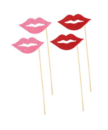 40pcs Lip Photo Booth Props - Creative Glitter Paper Lips Handheld Photo Props for Wedding Birthday Party Supplies - Fun Selfie Lips Accessories for Events and Celebrations