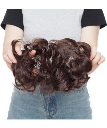Curly Chestnut Brown Messy Updo Hairpiece Scrunchie Extension - Perfect for Ponytails and Chignons - Buy Online on GoSupps.com