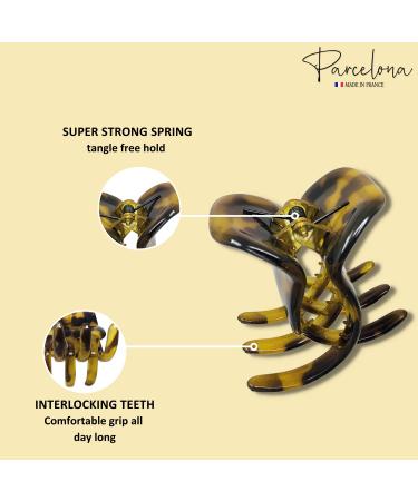 Parcelona French Classic Small Hair Claw Jaw Clips - Light Tortoise Shell/Brown Celluloid Acetate, Wide Teeth, Non-Slip, Durable Styling for Women/Girls - Made in France - Buy Online on GoSupps.com