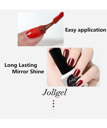 Discreet Luxury Joligel Shellac Semipermanent Gel Polish Kit for Nails UV LED Nail Varnish metallic silver + pearly champagne with glitter + emerald green + burgundy red 4pcs - Buy Online on GoSupps.com
