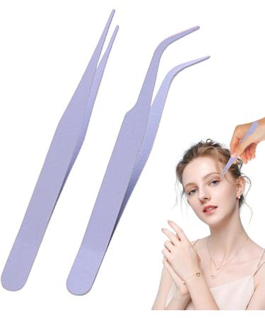 2 Sticker Tweezers - Crafting Straight Tweezers Stainless Steel Tweezers | Straight Handmade Scrapbooking Elbow Tweezers Eyelid Patch Elbow Tweezers Solid Color Tweezers Purple - Buy Online on GoSupps.com