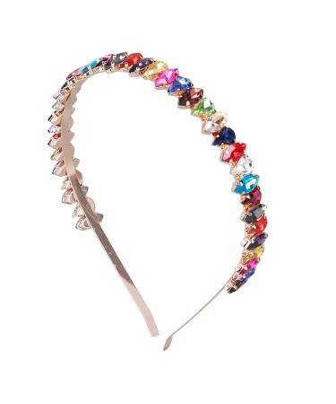 Buachoi's rhinestone headband fashionable hair band with pearl crystal frontal ligaments colorful women headdress hair straps hair accessories for wedding birthday party Valentine's Day