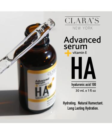 CLARA'S NEW YORK Hyaluronic Acid Facial Serum 30ml with Vitamin E - Lasting Hydration, Made in USA - Buy Online on GoSupps.com