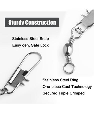 50/250pcs Fishing Barrel Swivels with Safety Snaps Swivel Stainless Steel High Strength Interlock Snap Swivels Rolling Connector Black Nickel Solid Ring Freshwater Fishing Tackles Accessories #10_30Lb_50 pcs - Buy Online on GoSupps.com