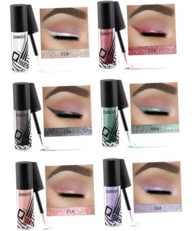Beavorty 6pcs Liquid Eyeliner Shimmer Eyeshadow Liquid Shinny Eyeliner Eye Shadow Metal Liquid Eyeshadow - Buy Online on GoSupps.com