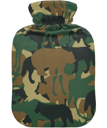 Naanle Animals Military Camouflage Hot Water Bottle - 2L Transparent for Heat & Cold Therapy | Pain Relief for Bed Hands & Feet - Buy Online on GoSupps.com