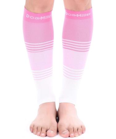 Doc Miller Calf Compression Sleeve 20-30 mmHg - Pink/White Large - Shin Splint & Varicose Vein Support - 1 Pair - Buy Online on GoSupps.com