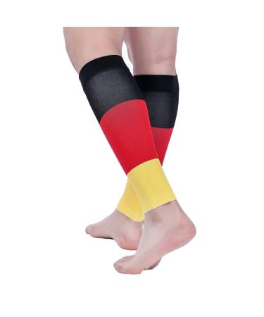 Doc Miller Calf Compression Sleeves for Short People | 15-20mmHg Shin Splint & Varicose Vein Relief | Unisex | Black Red Yellow | Large - Buy Online on GoSupps.com