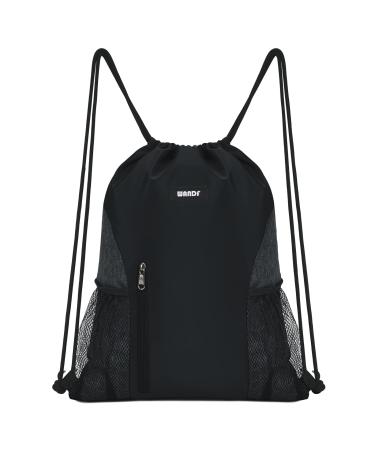 Wall backpack with cord string string bag gym bag waterproof nylon sports bag gym bag with outdoor pocket adjustable tunnel procession gym back for women men for sports and yoga black - Buy Online on GoSupps.com