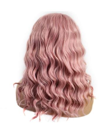 Short Pink Curly Lace Front Wig - 20 Inch European & American Style Full Wig with Hairnet | International Shipping - Buy Online on GoSupps.com