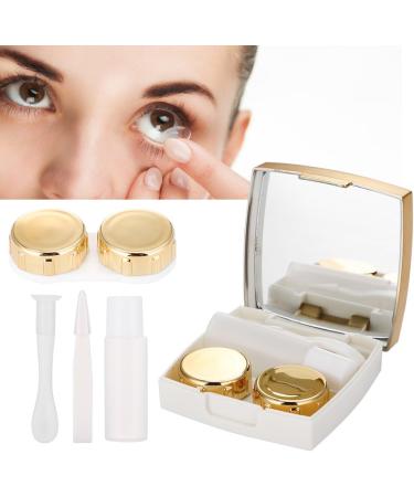 3 Colors Mini Contact Lens Holder - Portable Eye Care Case with Mirror | Perfect Gift (Golden) - Buy Online on GoSupps.com