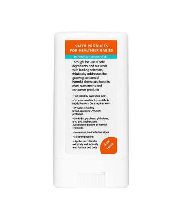 thinkbaby Sunscreen Stick White/Orange 0.64oz (2 Pack) - Natural Mineral Sun Protection - SPF 30+ - Non-Toxic Formula - Buy Online on GoSupps.com