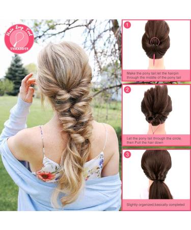 Topsy Tail Hair Loop Styling Tool Set with 10 Hair Ties - Pink & Red - Buy Online on GoSupps.com