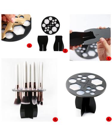 14-Hole Makeup Brush Holder Tree - Collapsible Acrylic Organizer for Air Drying - Black Cosmetics Stand - Buy Online on GoSupps.com