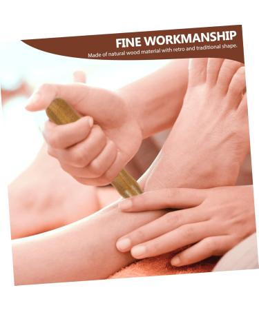 Orfofe 2-in-1 Acupressure Facial Tool | Wooden Reflex Zone Massage Tool for Foot Neck & Shoulder Relief | 11.5x1.5cm Light Brown - Buy Online on GoSupps.com