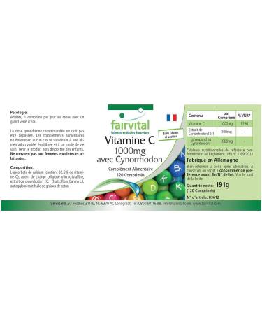 Fairvital | Vitamine C tamponn e 1000mg - hautement dos - V GAN - 120 comprim s - avec du cynorhodon - Buy Online on GoSupps.com