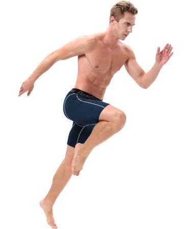 Roadbox Men's Compression Shorts 3 Pack - Cool Dry Athletic Underwear for Running & Gym - Black/Grey/Navy Blue - Large - Buy Online on GoSupps.com