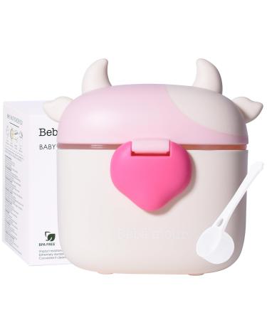 Bebamour Baby Milk Powder Dispenser Pot Formula Dispenser for Baby Snack Dispenser 230G Milk Powder 450ML Light Pink 04 Light Pink Cow