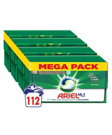 Ariel All-in-1 PODS Laundry Detergent Washing Liquid Tablets / Capsules 112 Washes (4x28) Original Brilliant Stain Removal and Freshness Even In A Cold Wash - Buy Online on GoSupps.com
