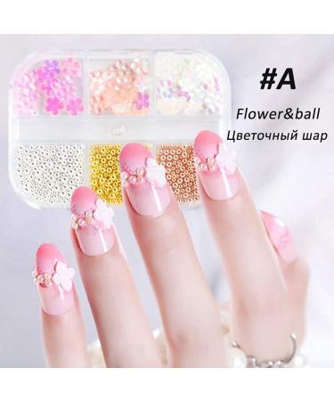DIY Manicure Jewelry Acrylic Decor Crystal Caviar Beads Five Petal Flower Resin Candy Color Nail Rhinestones(D) - Buy Online on GoSupps.com